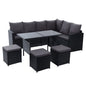 Gardeon 9 Piece Dining Setting Black