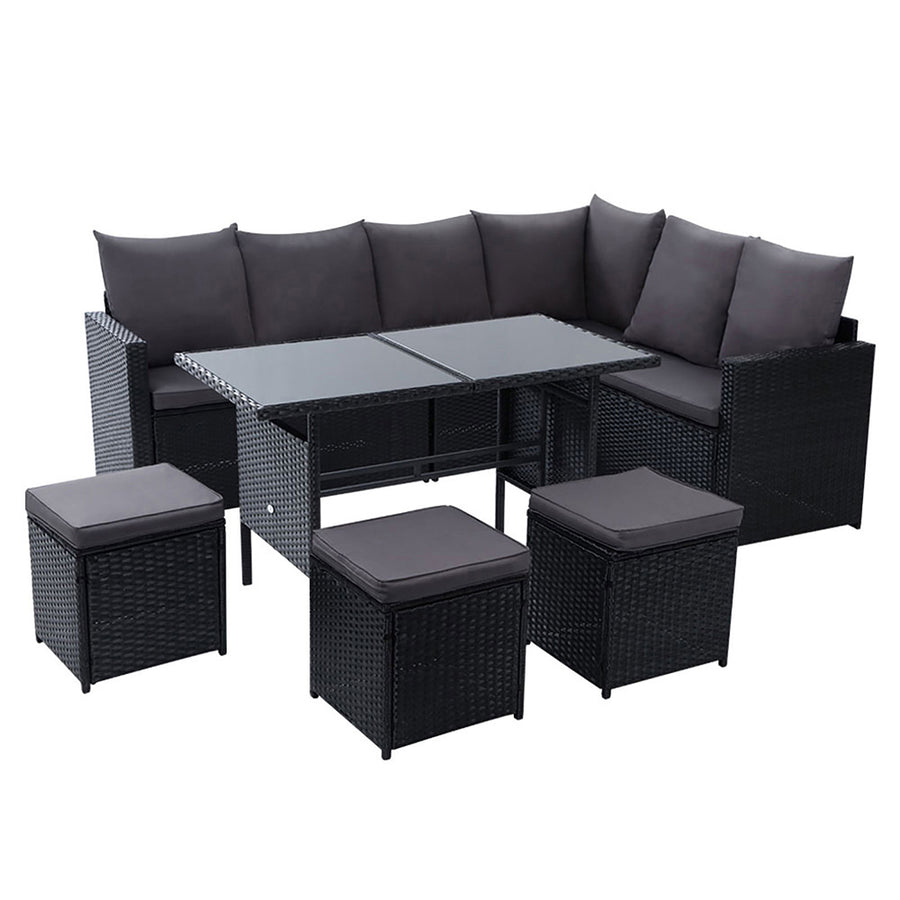 Gardeon 9 Piece Dining Setting Black