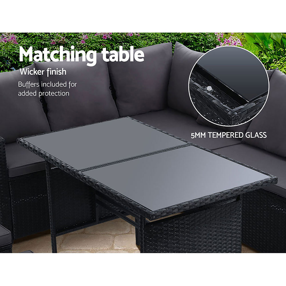 Gardeon 9 Piece Dining Setting Black