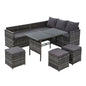 Gardeon 9 Seater Dining Setting Grey