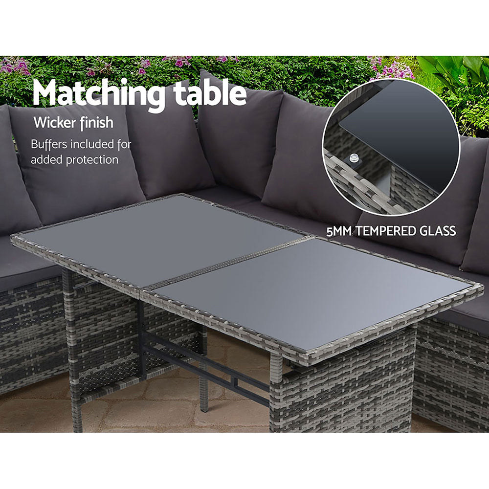 Gardeon 9 Seater Dining Setting Grey