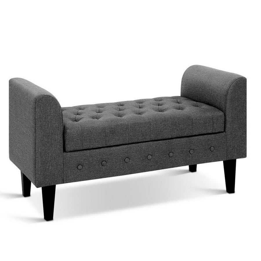 Artiss Ottoman Fabric Grey with Armrests