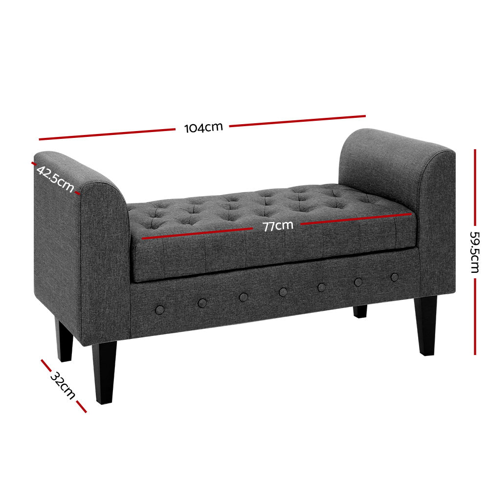 Artiss Ottoman Fabric Grey with Armrests