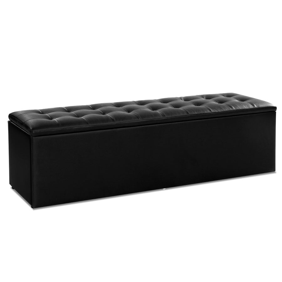 Artiss Ottoman Faux Leather Black