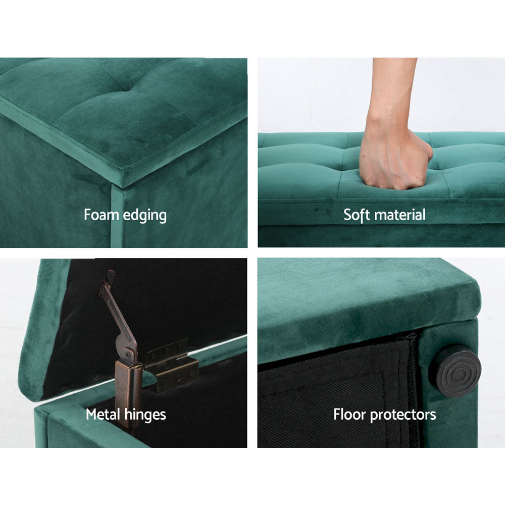 Artiss Ottoman Green Velvet