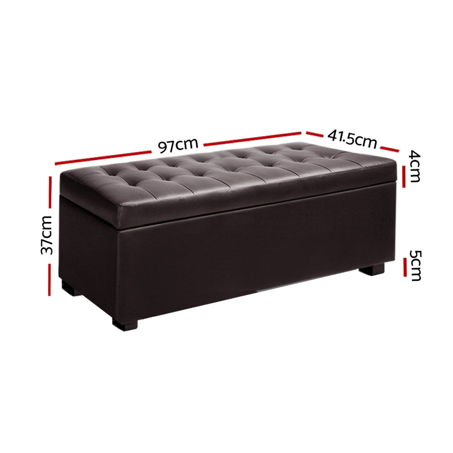 Artiss Ottoman Faux Leather Brown