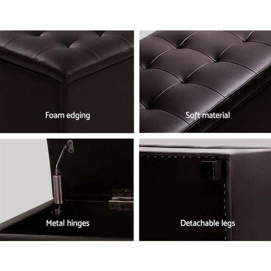 Artiss Ottoman Faux Leather Brown