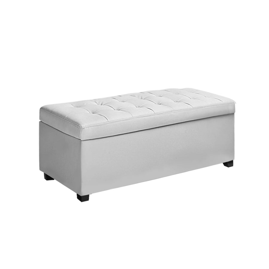 Artiss Ottoman Faux Leather White