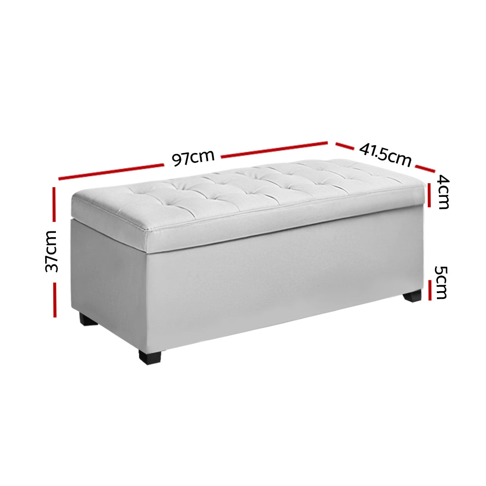 Artiss Ottoman Faux Leather White