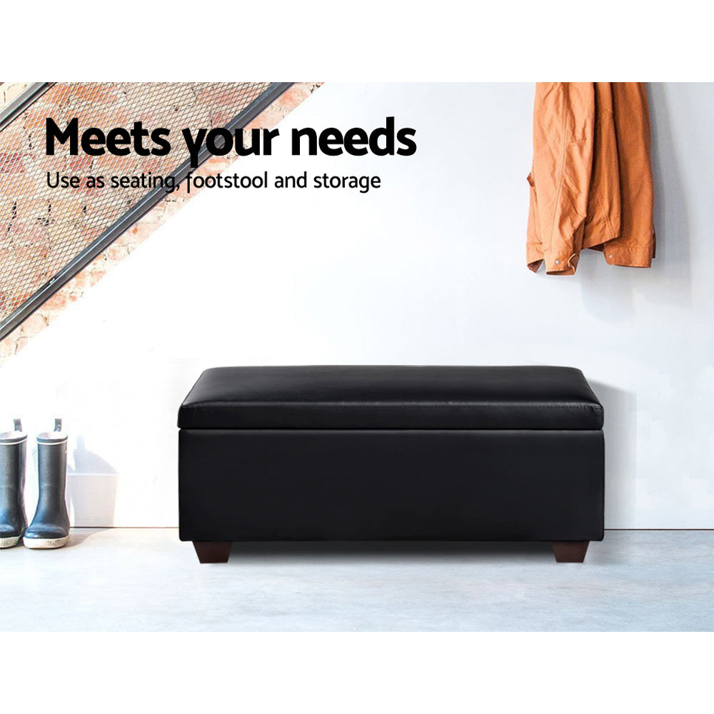 Artiss Faux Leather Ottoman Black