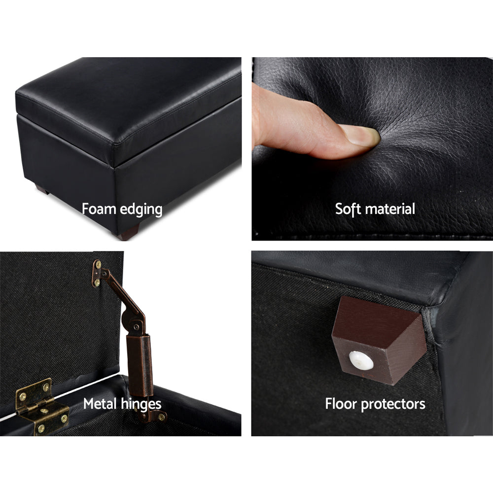 Artiss Faux Leather Ottoman Black