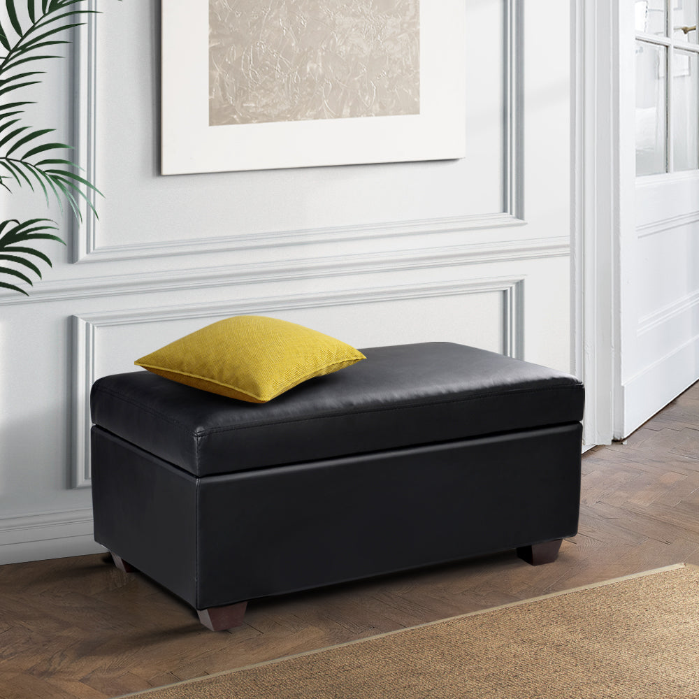 Artiss Faux Leather Ottoman Black