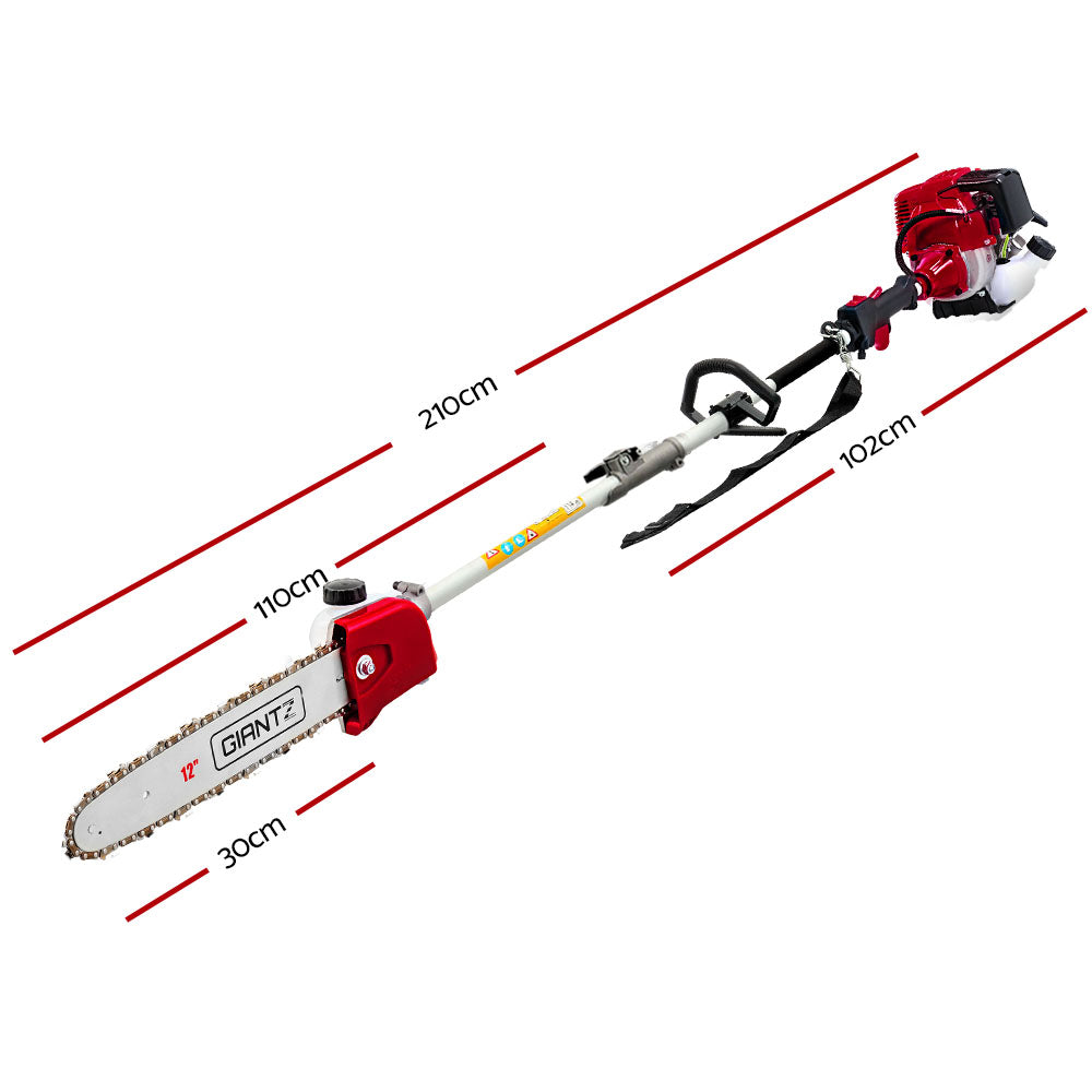 Giantz Pole Chainsaw 4 Stroke Petrol Hedge Trimmer Pruner Chain Saw Long