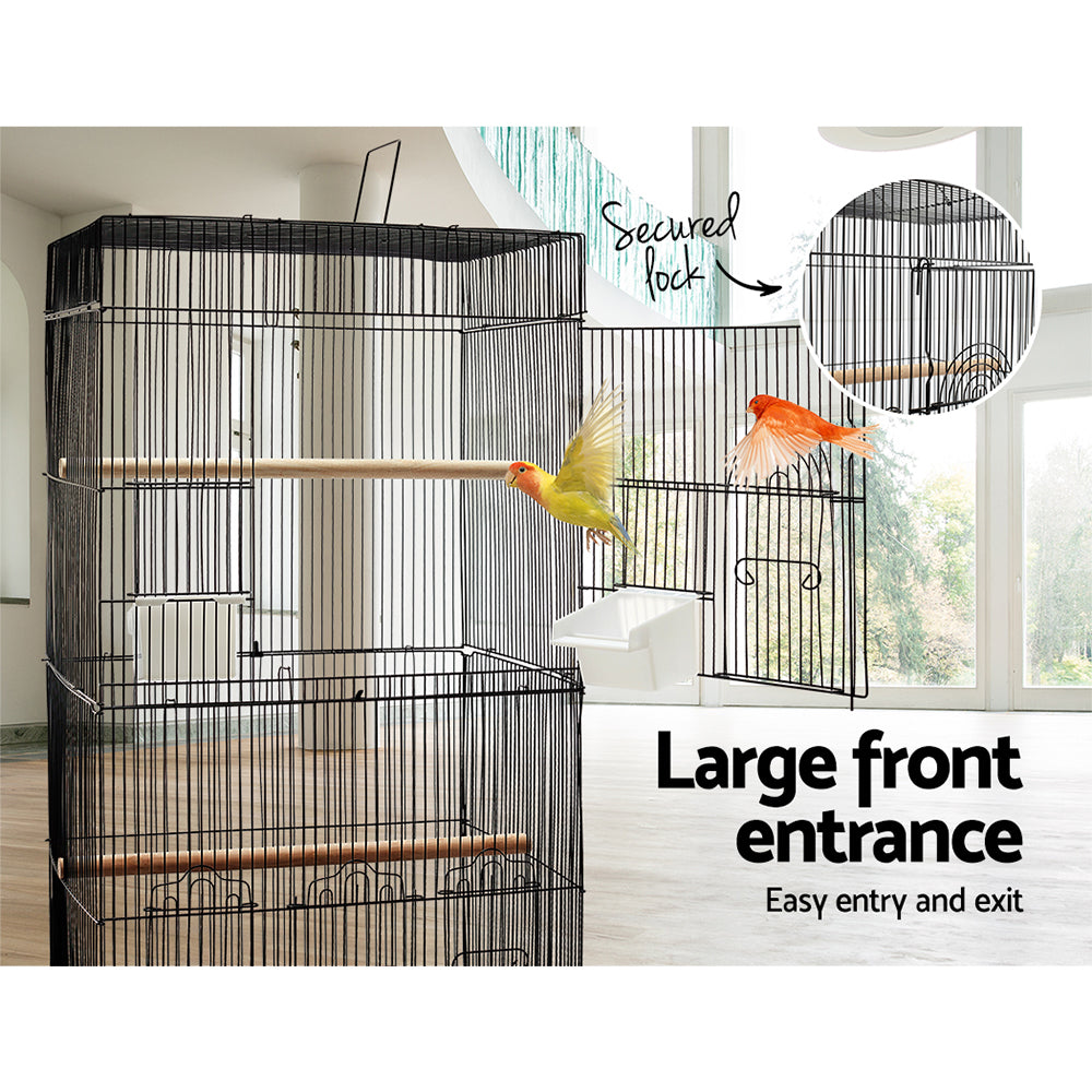 i.Pet Medium Bird Cage with Perch - Black