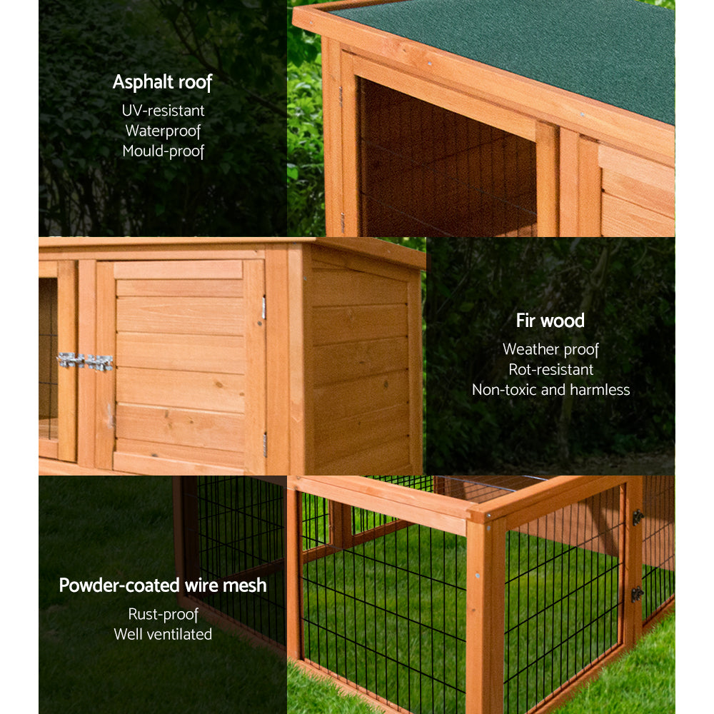 i.Pet Rabbit Hutch Wooden Pet Chicken Coop 100cm Tall