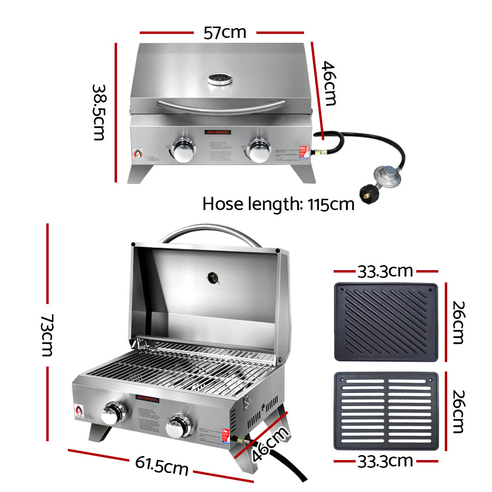 Grillz Portable LPG 2 Burner Grill