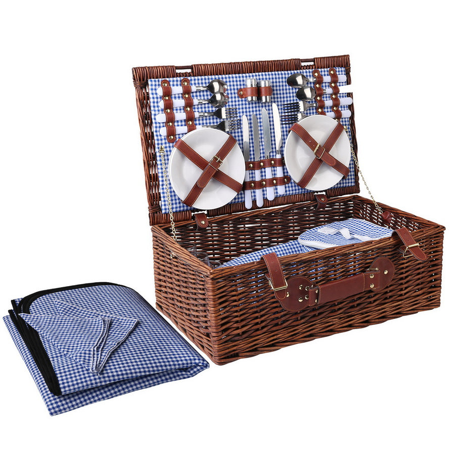 Alfresco 4 Person Picnic Basket with Insulated Blanket