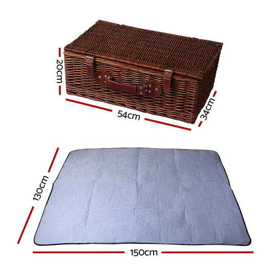Alfresco 4 Person Picnic Basket with Insulated Blanket