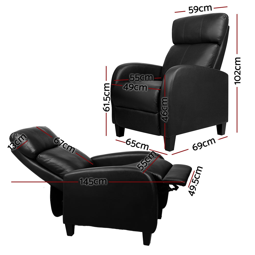 Artiss Faux Leather Recliner Black