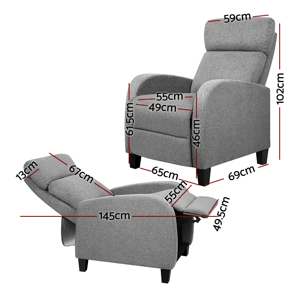 Artiss Fabric Recliner Grey