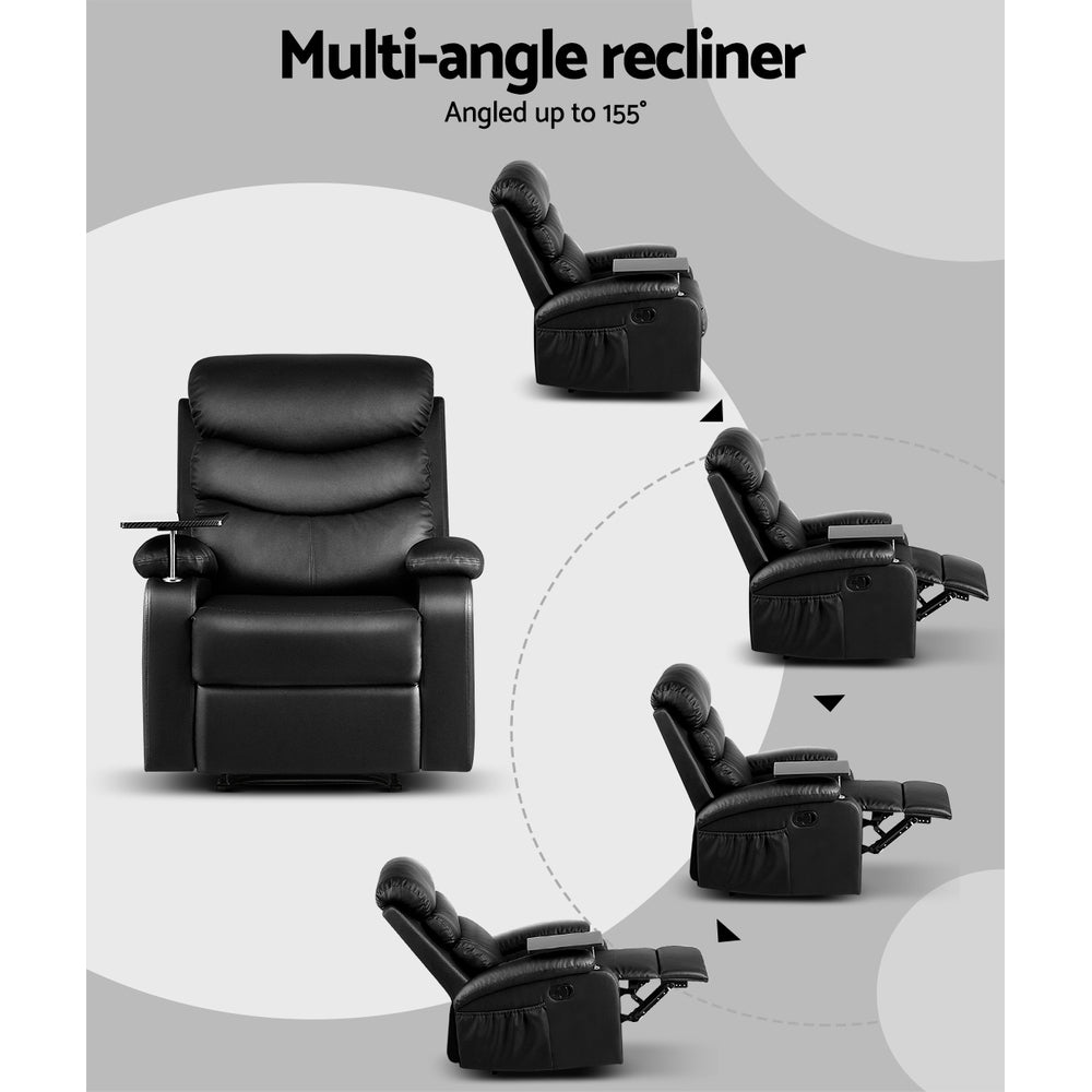 Artiss Faux Leather Recliner Black