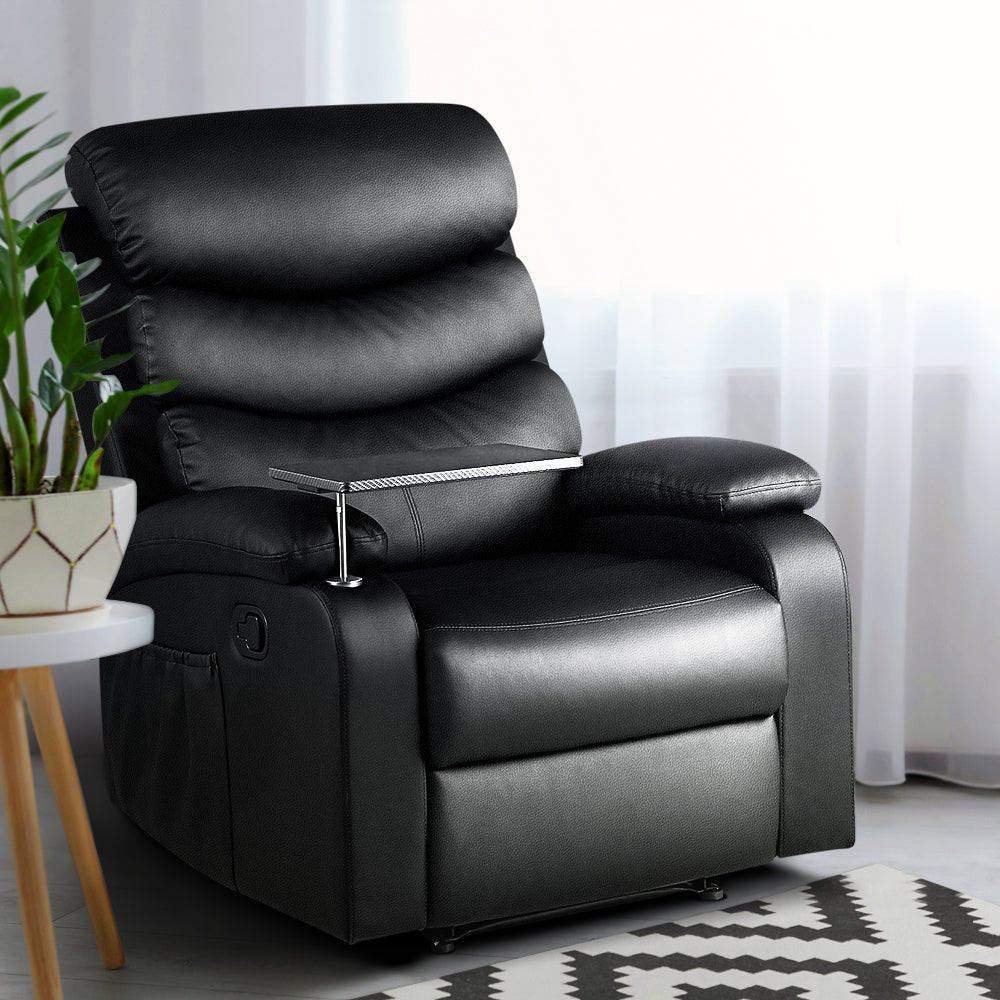 Artiss Faux Leather Recliner Black