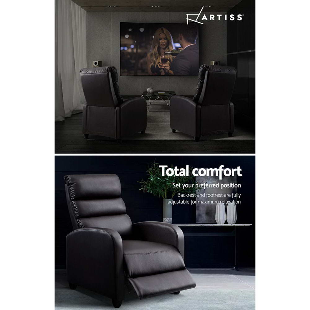 Artiss Faux Leather Recliner Brown