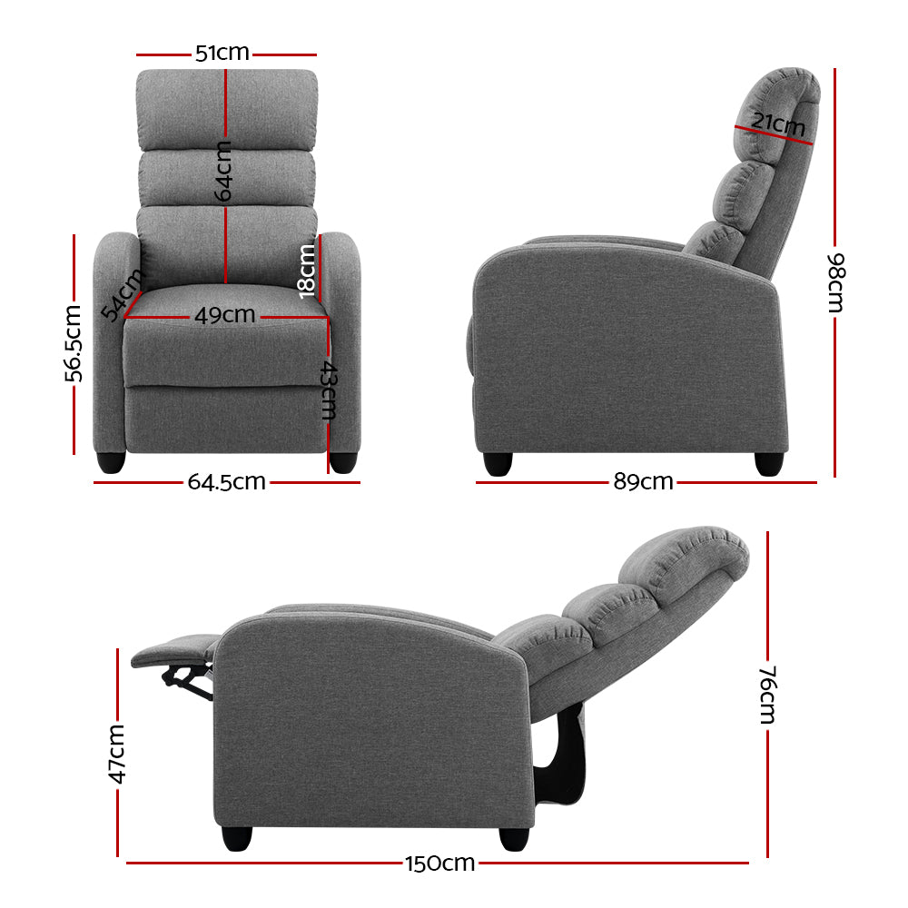 Artiss Recliner Fabric Grey