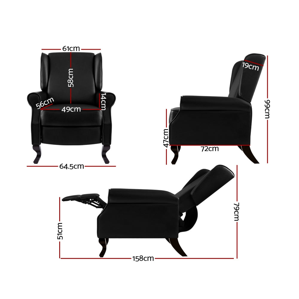 Artiss Recliner Faux Leather Black