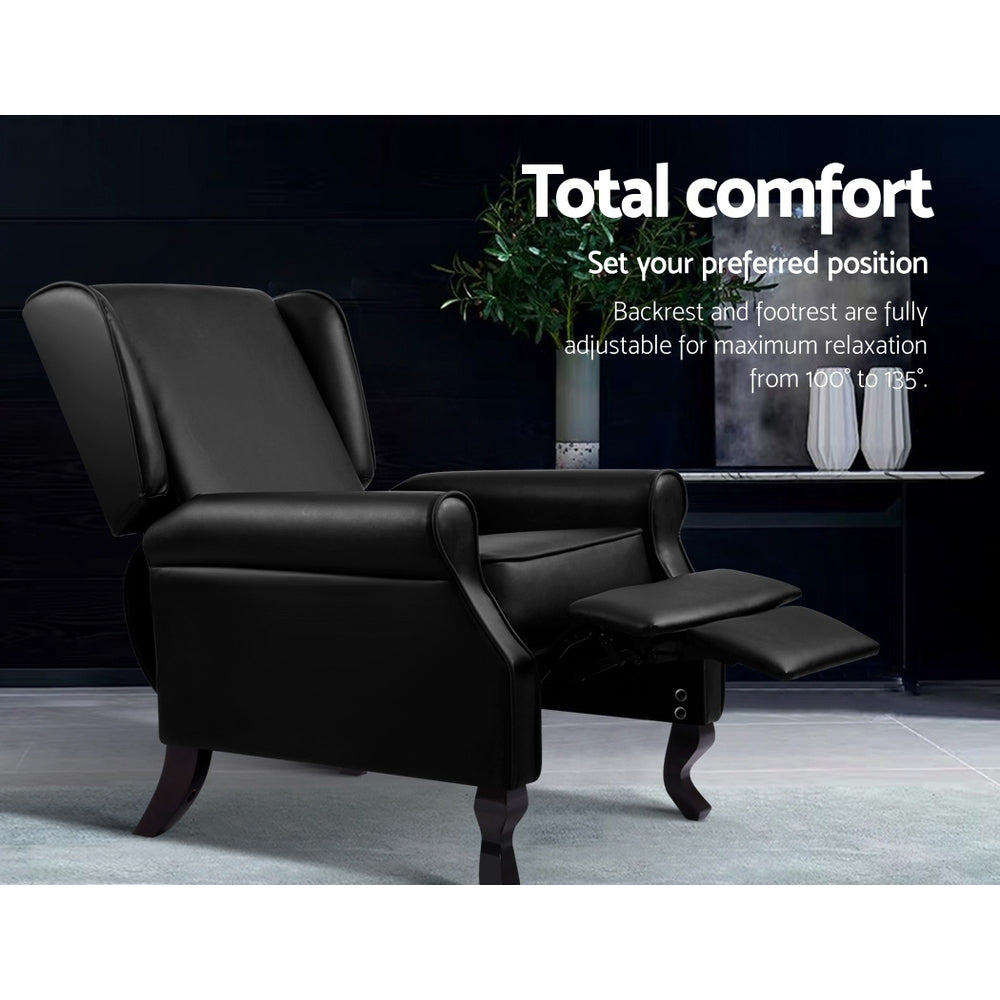 Artiss Recliner Faux Leather Black