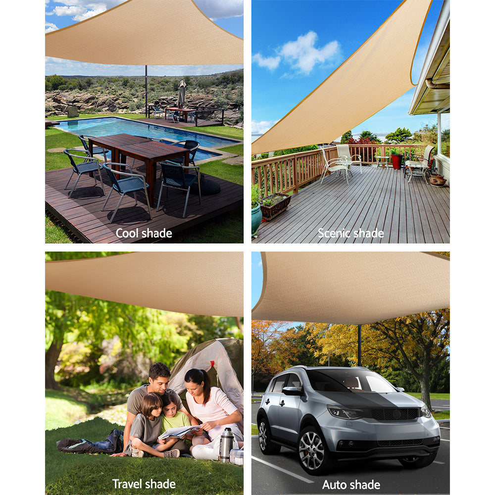 Instahut Sun Shade Sail Cloth Shadecloth Rectangle Canopy Sand 280gsm 3x6m