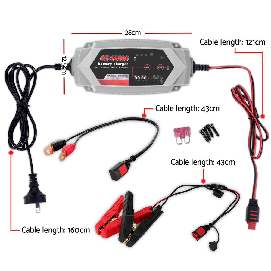 CT-1500 Automatic SLA Battery Charger 15A 12V 24V