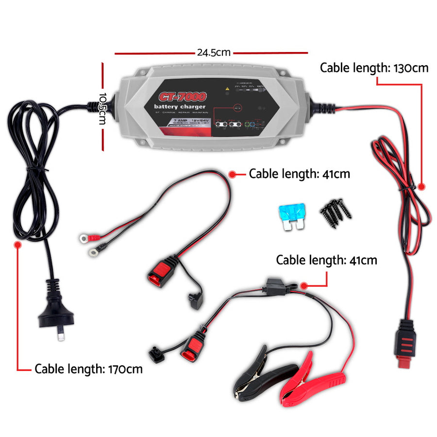 CT-7000 Smart Battery Charger 7A 12V 24V