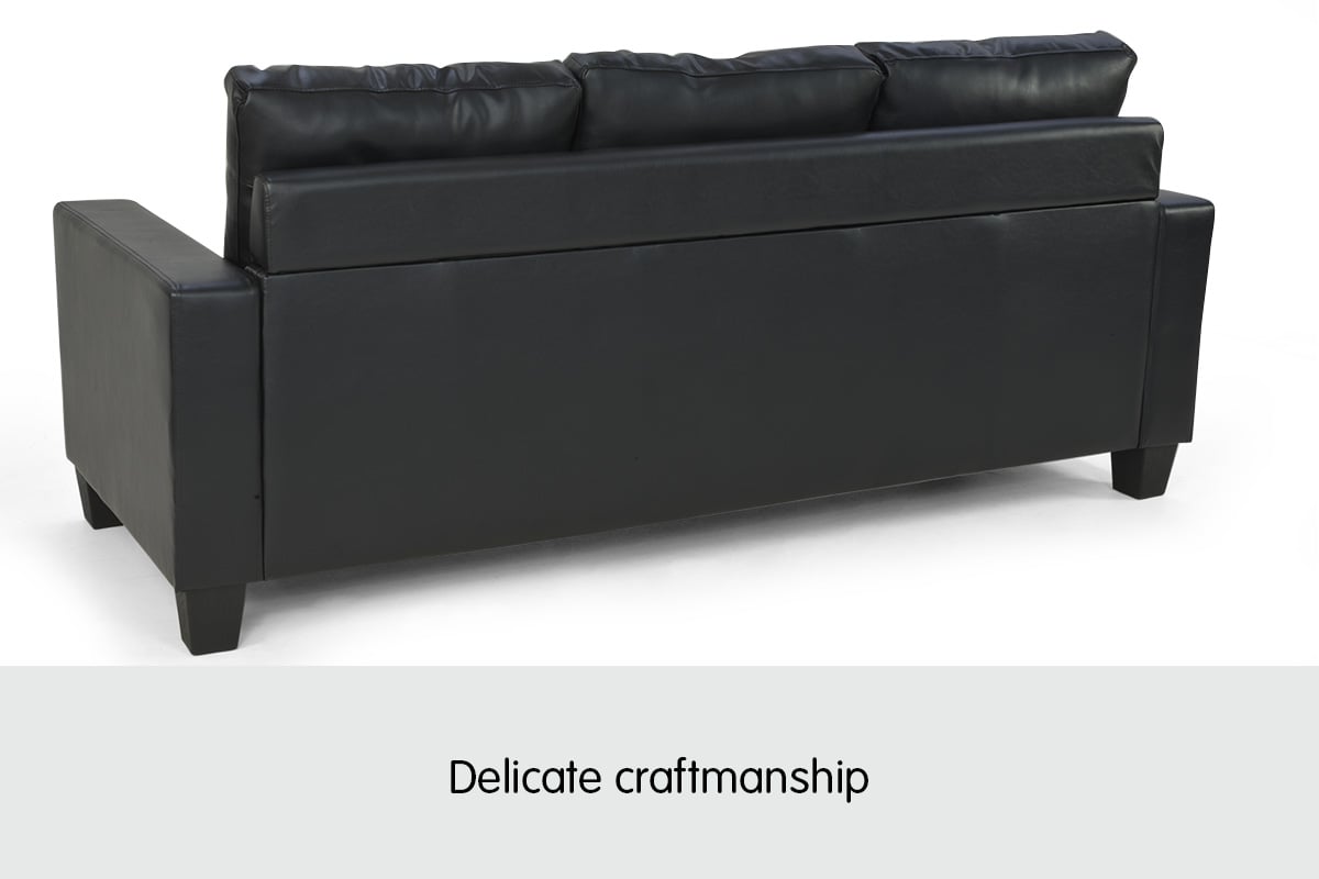 Sarantino Faux Leather Corner Sofa with Chaise Black