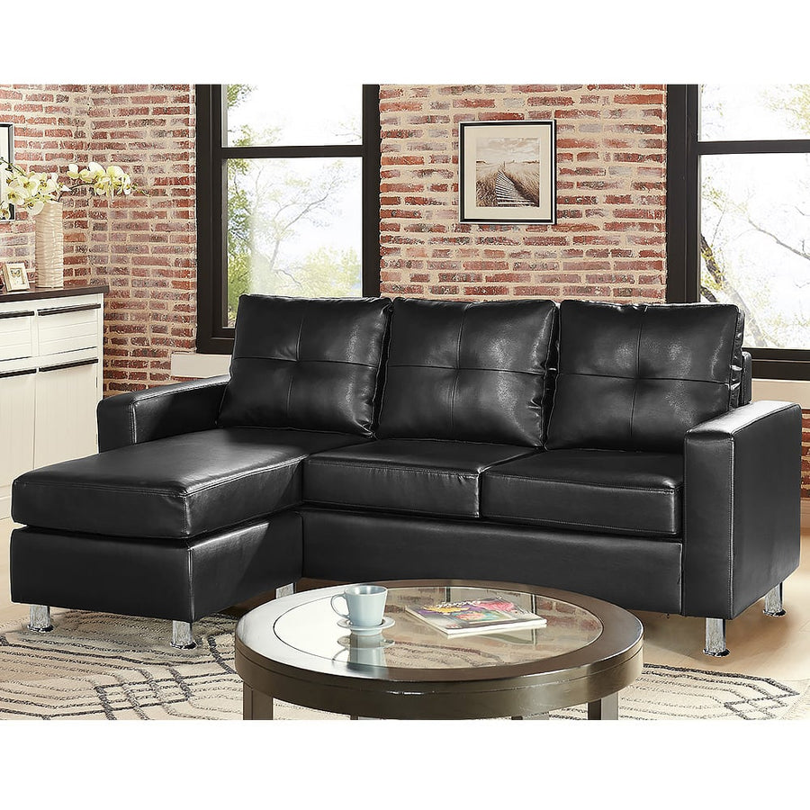 Sarantino Faux Leather Corner Sofa with Chaise Black