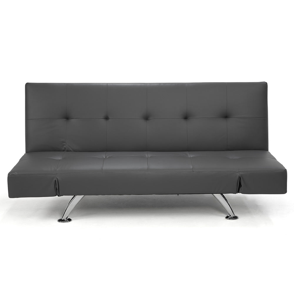 Sarantino 3 Seater Faux Leather Sofa Bed Grey