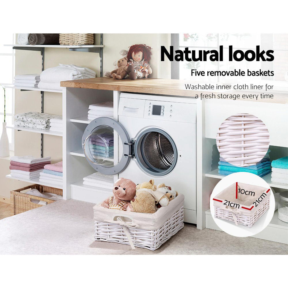 Artiss 5 Basket Storage Drawers White