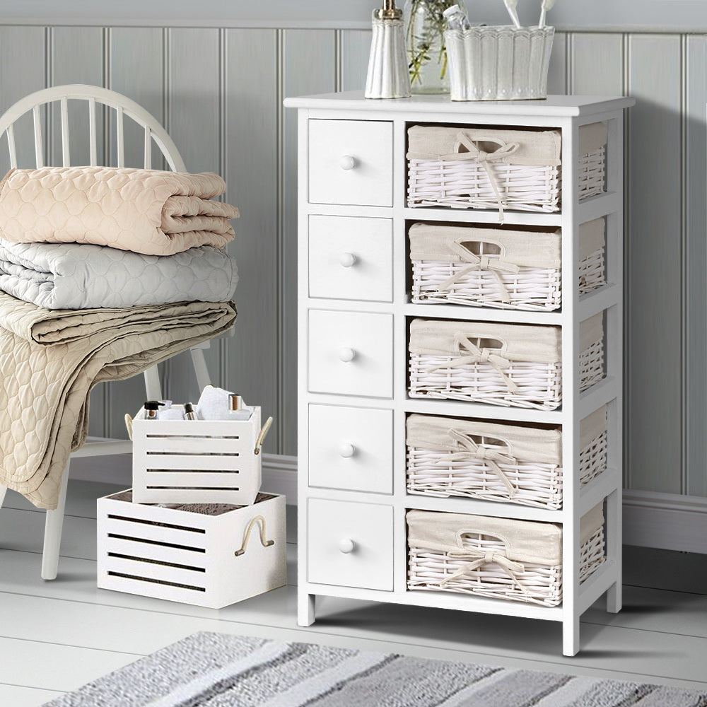 Artiss 5 Basket Storage Drawers White