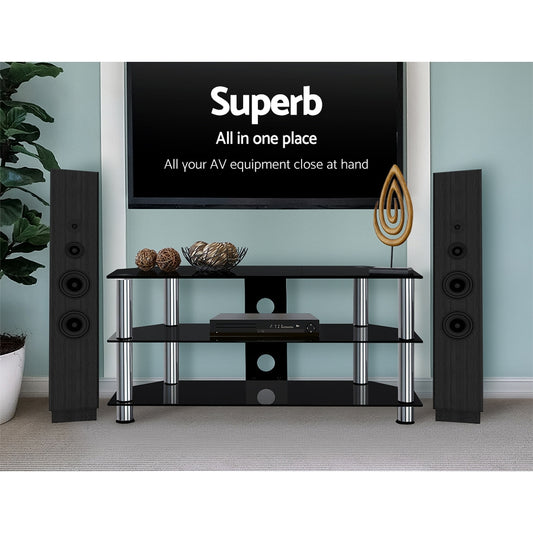 Artiss TV Stand 3 Tiers Tempered Glass 100cm