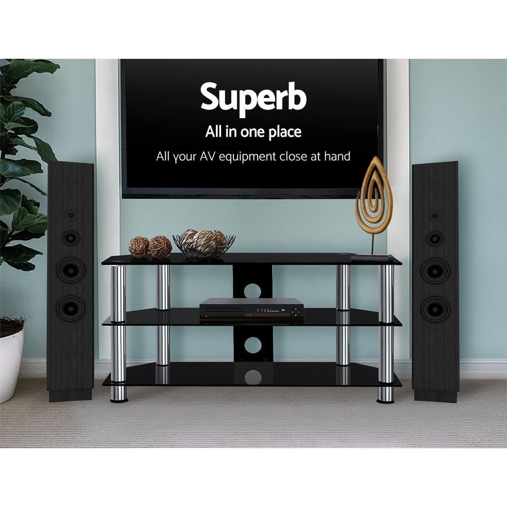 Artiss TV Stand 3 Tiers Tempered Glass 100cm