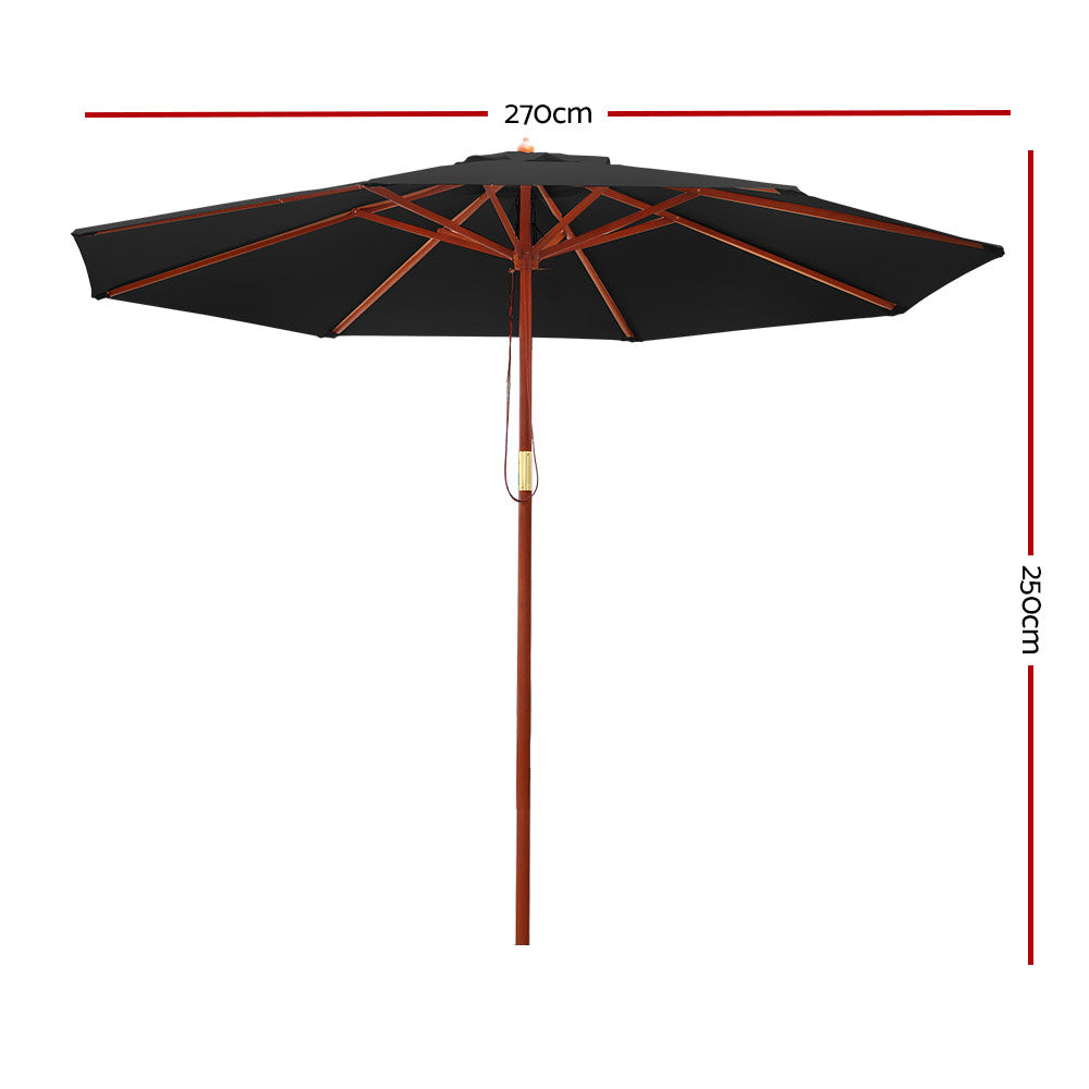 Instahut Outdoor Umbrella 2.7M Black