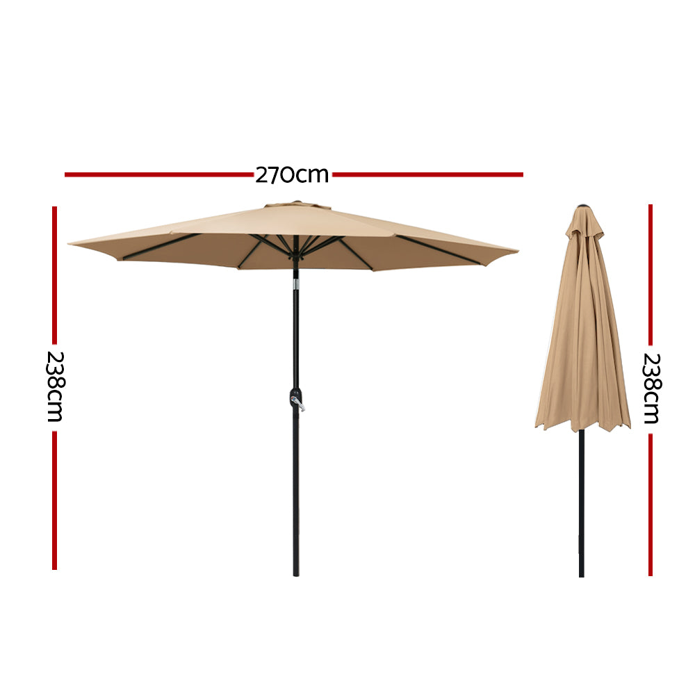 Instahut 2.7Mt Outdoor Umbrella Beige