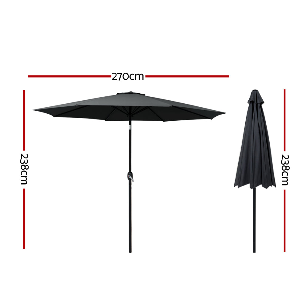 Instahut Outdoor Umbrella 2.7Mt Black