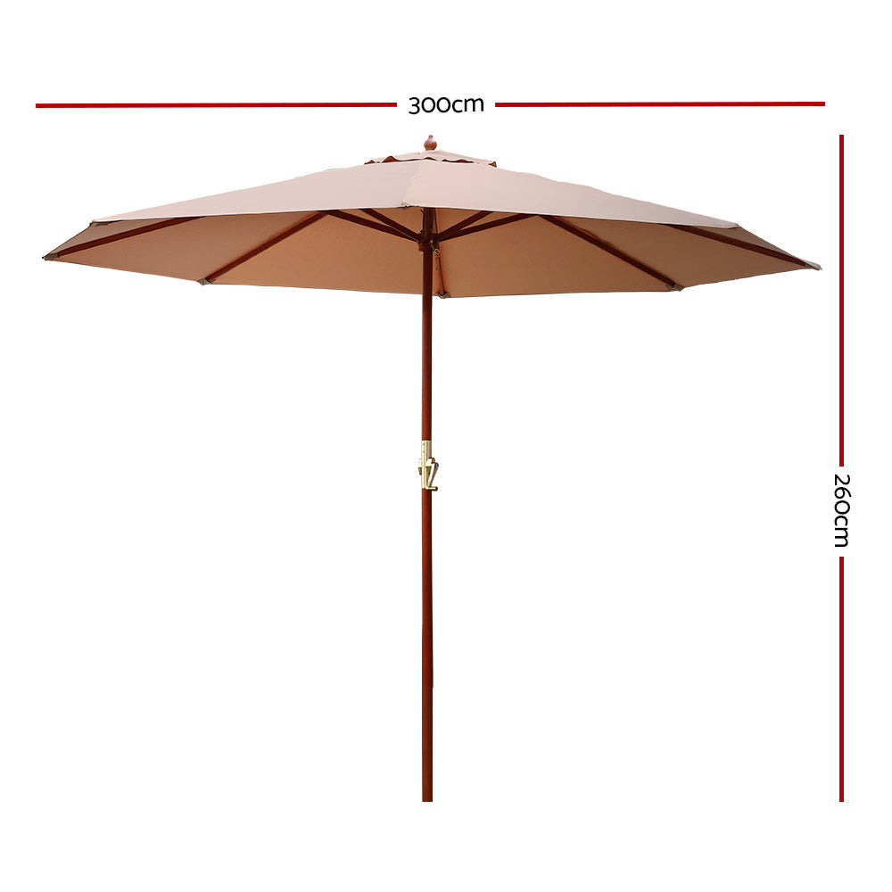 Instahut Outdoor Umbrella 3Mt Beige