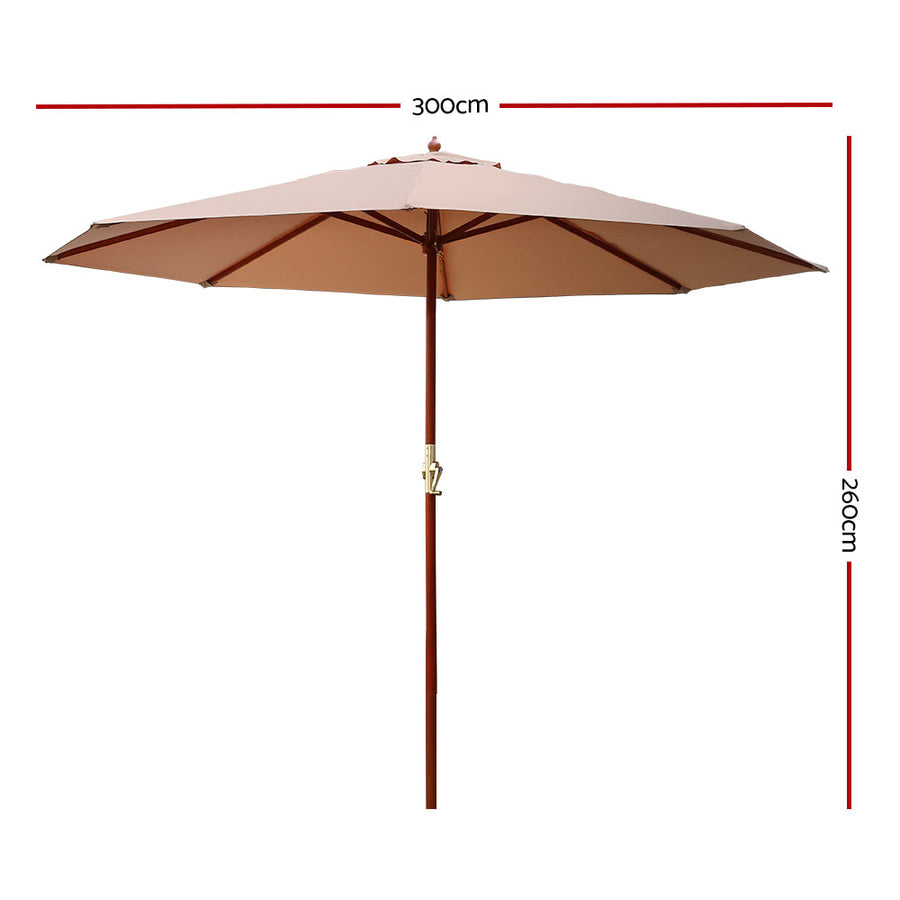 Instahut Outdoor Umbrella 3Mt Beige