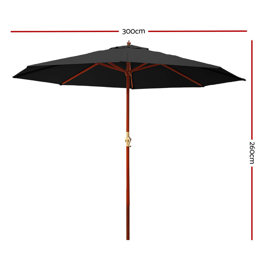 Instahut Outdoor Umbrella 3M Black