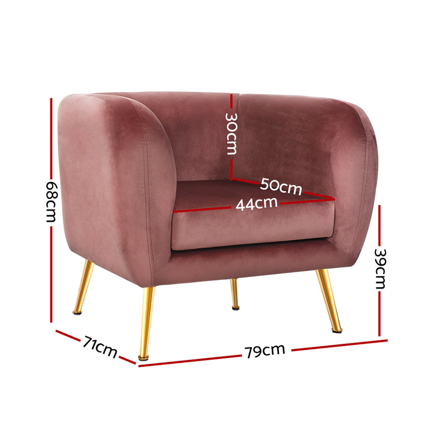 Artiss Armchair Velvet Pink