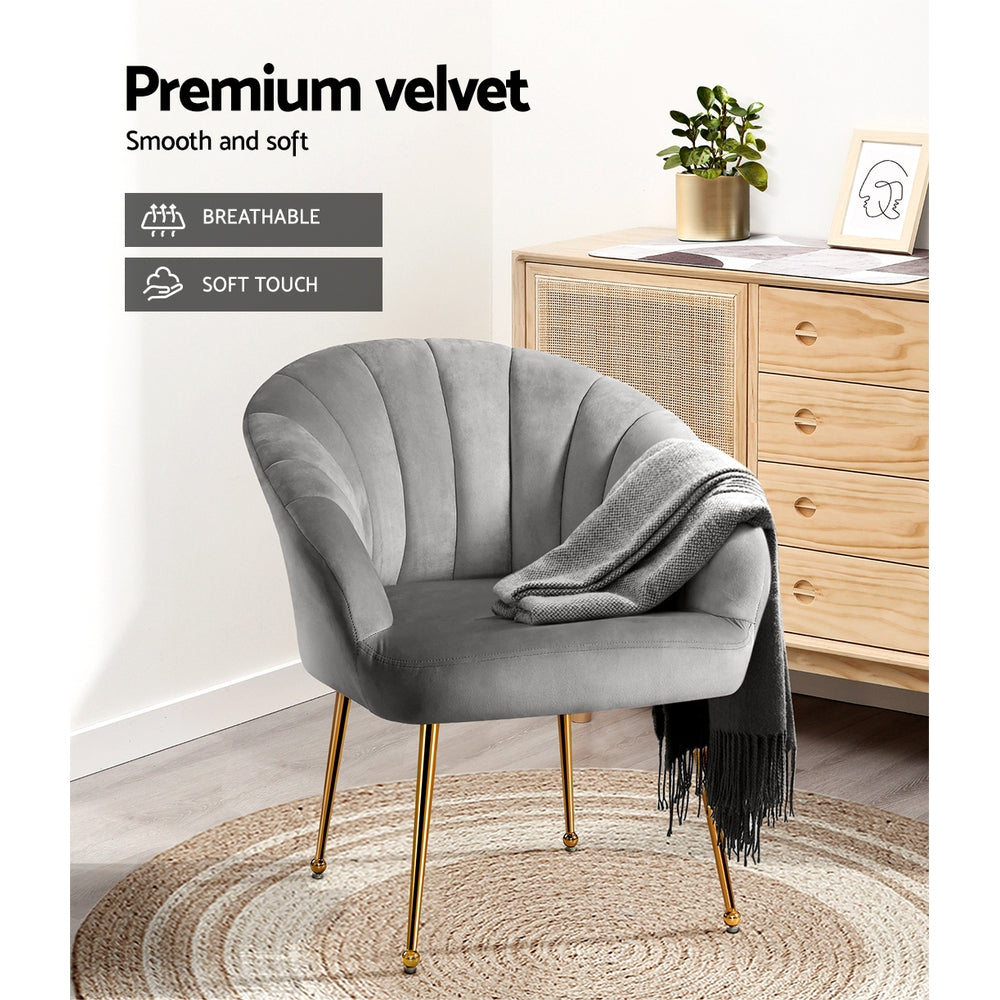 Artiss Armchair Grey Velvet