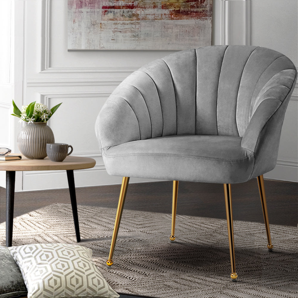 Artiss Armchair Grey Velvet