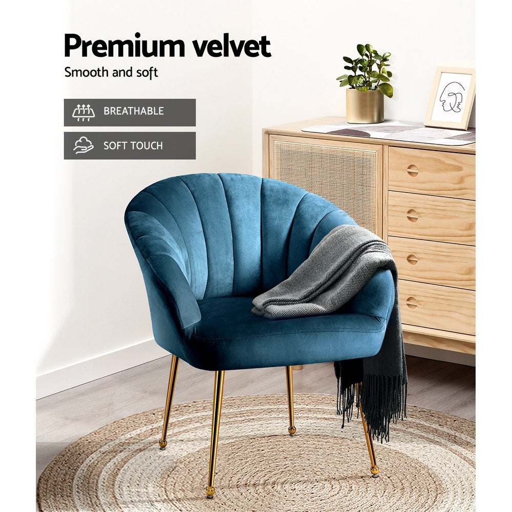 Artiss Armchair Blue Velvet